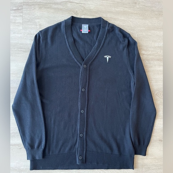 Tesla Black Button Down Cardigan SZ L - Picture 1 of 8